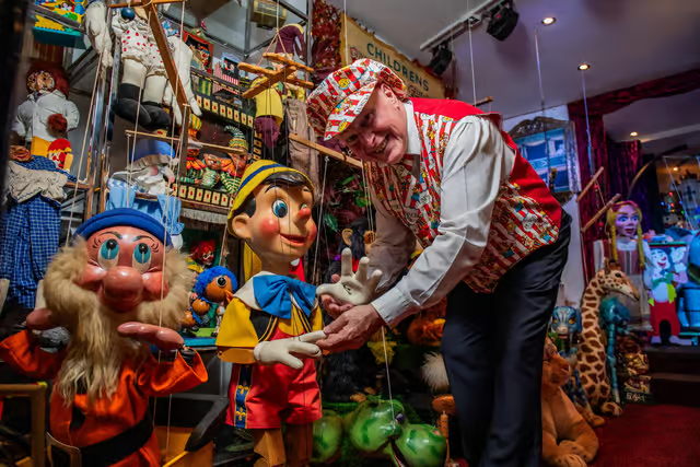 Martin Scott Price with his puppet collection, Blackpool Gazette December 2024
